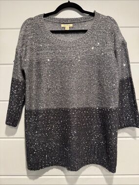 Brina & em Gray Ombre Sequin Knit Sweater.          Size - Large